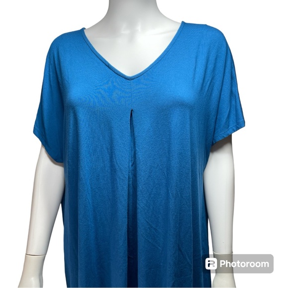 J. Jill Wearever Collection Blue Pleated Shirt Dress V Neck Women's Size 1X - Picture 2 of 8